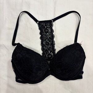 Victoria’s Secret Black Lace Racerback Push-Up Bra 32D